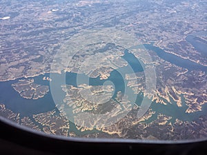 Lake from airplane