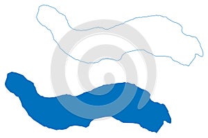 Lake Ala-Kol Kyrgyzstan, Kyrgyz Republic map vector illustration, scribble sketch Ala-KÃ¶l, Ala Kol or Ala-Kul map