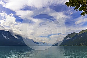 Lake and Alps mountains at Brienz in Switzerland