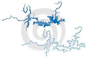 Lake Amistad Reservoir United States of America, United Mexican States, North America, us, usa, Texas map vector illustration, photo