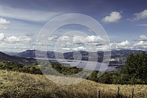 Lake into the andes mountains