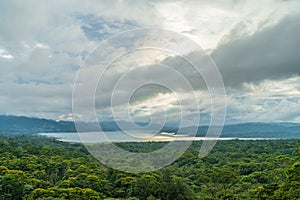 Lake arenal and surrounding rainforest in the Alajuela region of Costa Rica