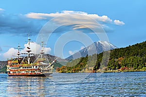 Lake Ashi, near Mount Fuji in Hakone, Japan.