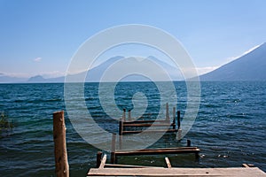 Lake Atitlan ruined wooden pathway San Marcos La Laguna Guatemala