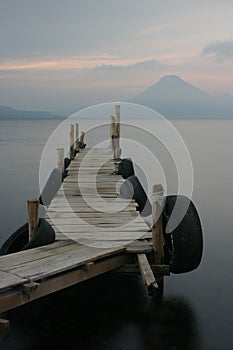 Lake atitlan with volcano view