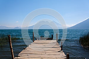 Lake Atitlan wooden pathway in San Marcos La Laguna Guatemala