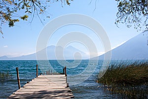 Lake Atitlan wooden pathway San Marcos La Laguna Guatemala photo