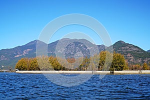 Lake in Autumn with Golden Trees