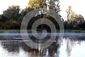 Lake in Autumn at the Monastery in the Town Walsrode, lower Saxony