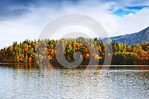 Lake autumn scenery in october.