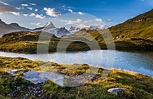 Lake Bachalpsee and Mount Schreckhorn, Switzerland