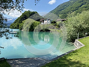 Lake bad Burglen or Seebad Burglen Beach - Switzerland (Seebad Buerglen oder Seebadi am Lungerersee - Schweiz) photo