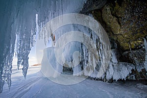 Lake Baikal is a frosty winter day. Largest fresh water lake. La