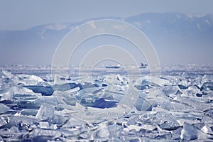 Lake Baikal ice-drift. Winter landscape