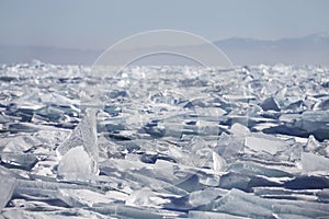 Lake Baikal ice-drift. Winter landscape