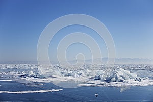 Lake Baikal ice-drift. Winter landscape