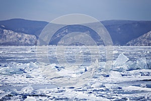 Lake Baikal ice-drift. Winter landscape