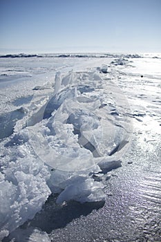 Lake Baikal ice-drift. Winter landscape