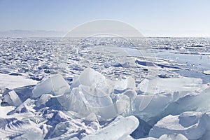 Lake Baikal ice-drift. Winter landscape