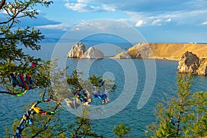 Lake Baikal in summer. Island Olkhon. Cape Burhan