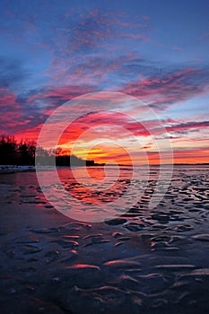 Lake Balaton icy sunset