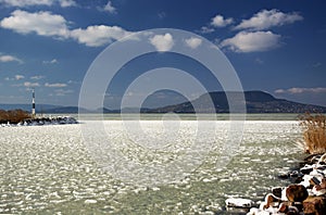 Lake Balaton at witer time photo