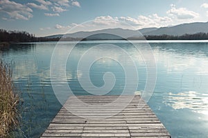 Lake Banyoles with wooden pier