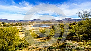 Lake Bartlett and the surrounding semi desert of Tonto National Forest