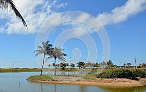 The lake on the beach Orla de Atalaia in the capital,Aracaju,Sergipe photo