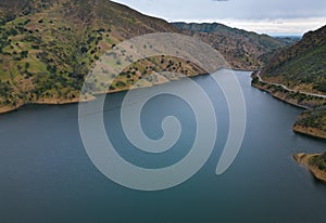 Lake Berryessa, aerial view toward Monticello Dam