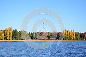 Lake Birley Griffin and Parliament House Canberra Australia