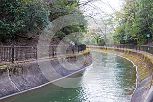 Lake Biwa Canal Biwako Sosui in Yamashina, Kyoto, Japan. Lake Biwa Canal is a waterway in Japan