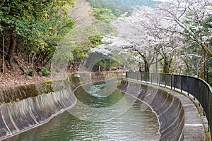 Lake Biwa Canal Biwako Sosui in Yamashina, Kyoto, Japan. Lake Biwa Canal is a waterway in Japan