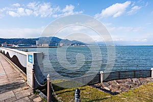 Lake Biwa lakeshore trail in Otsu City.Otsu, Shiga Prefecture, Japan