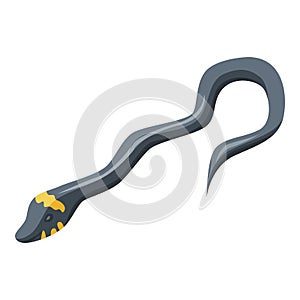 Lake black snake icon, isometric style