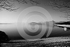Lake in black and white