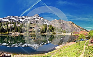 Lake Blanche Hiking Trail panorama views. Wasatch Front Rocky Mountains, Twin Peaks Wilderness,  Wasatch National Forest in Big Co