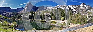 Lake Blanche Hiking Trail panorama views. Wasatch Front Rocky Mountains, Twin Peaks Wilderness,  Wasatch National Forest in Big Co