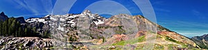 Lake Blanche Hiking Trail panorama views. Wasatch Front Rocky Mountains, Twin Peaks Wilderness,  Wasatch National Forest in Big Co