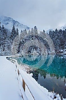 Lake Blausee at winter, Switzerland