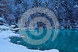 Lake Blausee at winter, Switzerland