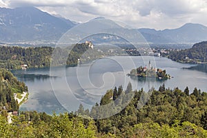 Lake Bled above view in Slovenia