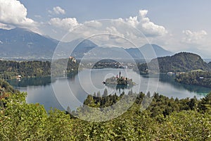 Lake Bled above view in Slovenia