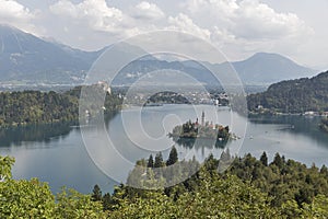 Lake Bled above view in Slovenia