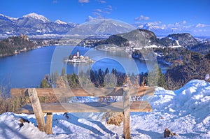 Lake Bled, The Church of the Assumption of the Virgin Mary, Bled Island, Slovenia - view above the island