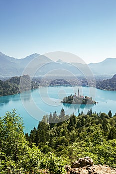 Lake Bled panoramic view in Slovenia