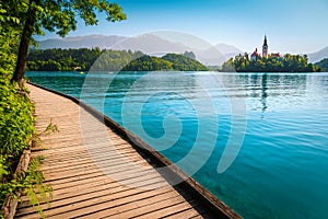 Lake Bled with Pilgrimage church on the green island, Slovenia