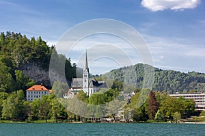 Lake Bled and Saint Martin Church in Springtime