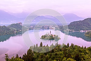 Lake Bled seen from Little Osojnica Hill