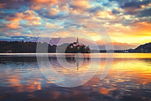 Lake Bled with St. Marys Church of the Assumption on the small i